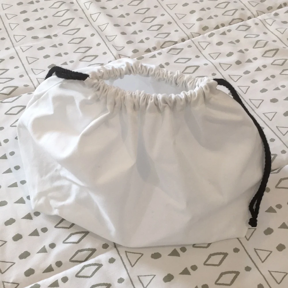 New Chanel White Cotton Drawstring Pouch Dust Bag Storage Bag